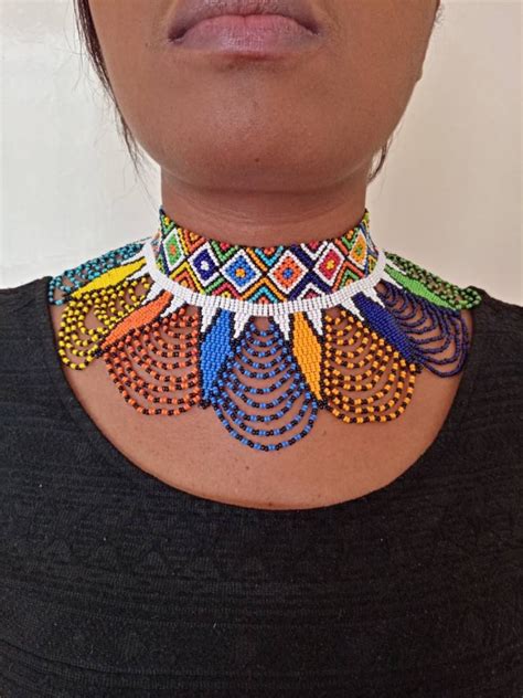 On Sale Beaded Necklace African Zulu Necklace Beaded Shawl Etsy Canada