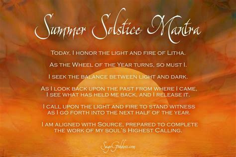 Summer Solstice Mantra Summer Solstice Ritual Summer Solstice Solstice