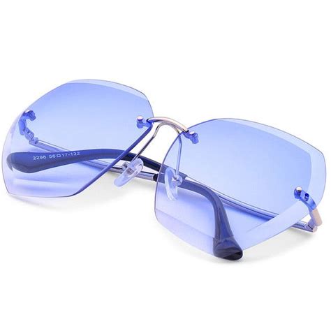 Sheinsheinside Rimless Oversized Sunglasses 2122 Kwd Liked On Polyvore Featuring
