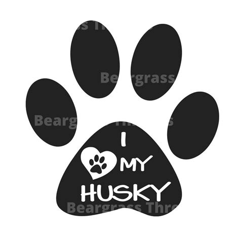 I Love My Husky Paw Print Fur Baby Clip Art Etsy
