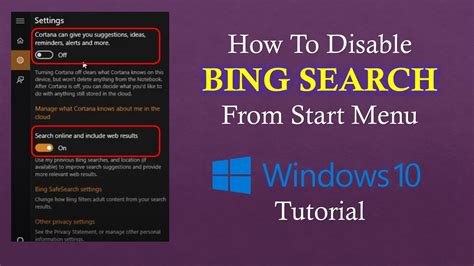 How To Disable Remove Bing From Start Menu In Windows Tutorial