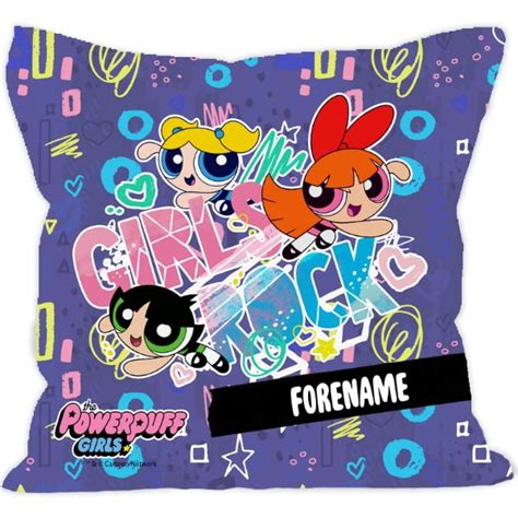personalised powerpuff girls girls rock cushion 45x45cm from go find a t
