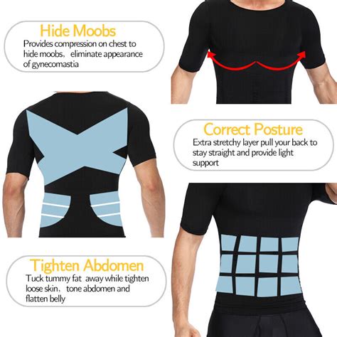 Men Gynecomastia Compression Shirt Slim Shapewear To Hide Man Boobs Moobs Tank Ebay