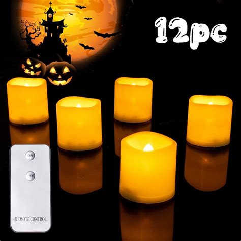 halloween flameless votive candles with remote 12pcs flickering battery operated led tealight