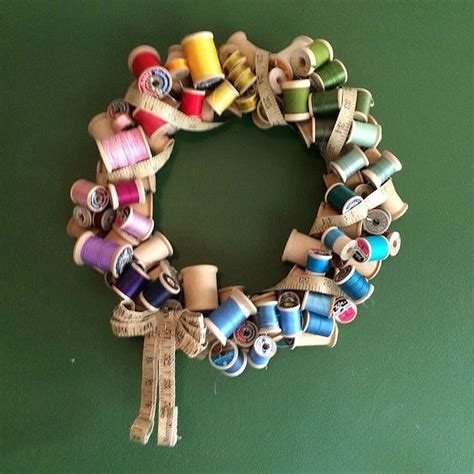 Wreath Made From Spools Of Thread Spool Crafts Sewing Projects For