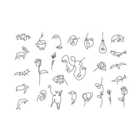 A Line Drawing Of Various Faces And Flowers