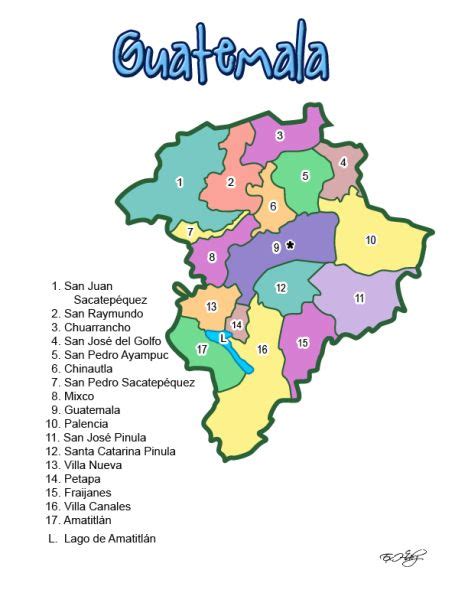Mapa Del Departamento De Guatemala Guatemala Mapa Para Colorear
