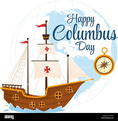 Happy Columbus Day Vector Illustration Of National Usa Holiday With
