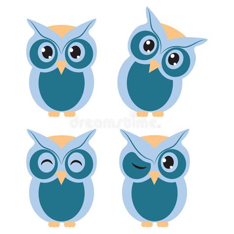 Cute Blue Owl Stock Illustrations 7312 Cute Blue Owl Stock