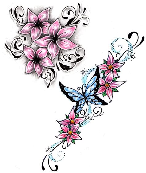 Heart And Flower Tattoos