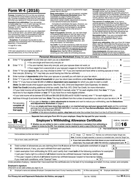 2016 Form Irs W 4 Fill Online Printable Fillable Blank Pdffiller