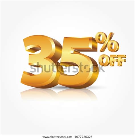 3d Vector Shiny Gold Text 35 Percent Off Isolated On White Background
