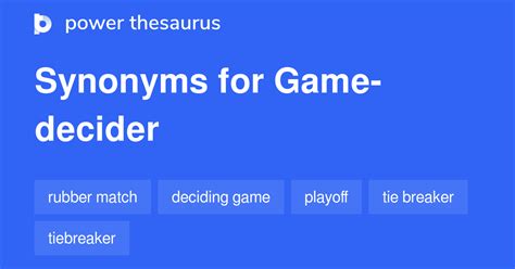 Game Decider Synonyms 8 Words And Phrases For Game Decider