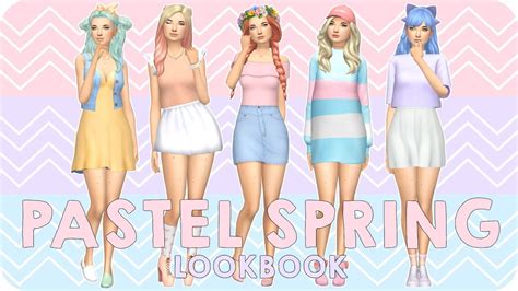 Pastel Spring Lookbook 🌸 Sims 4 Create A Sim Full Cc List Youtube