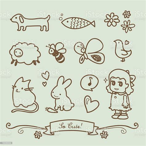 Animals are one of the most popular subjects for artists regardless of medium. Cute Little Girl Doodle Drawings Stock Illustration ...