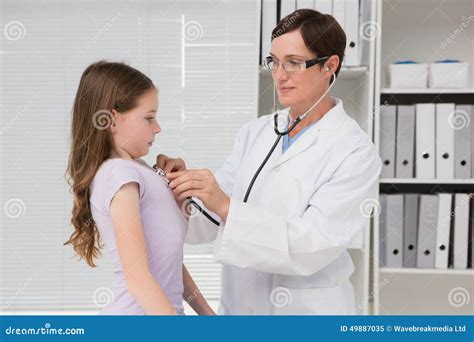 Doctor Examining Little Girl Stock Image Image Of Coat Caucasian