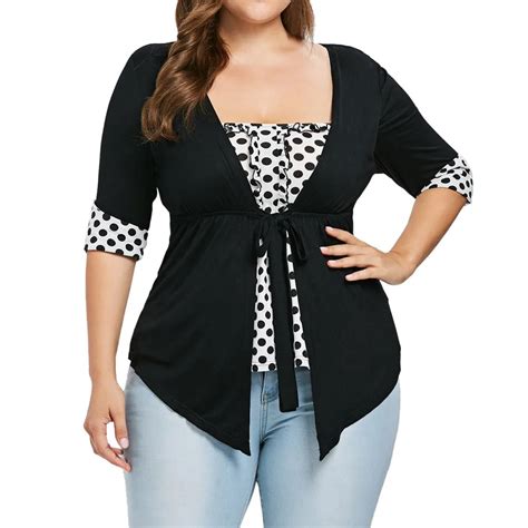 plus size 4xl womens tops and blouses vintage polka dot print blouse 2018 women clothes tunic