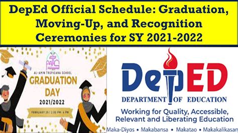 Deped Official Schedule Graduation Moving Up And Recognition