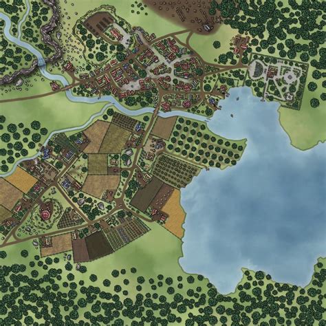 Small Town City Map Oc 2k Settlement Map 40x40 Battlemaps