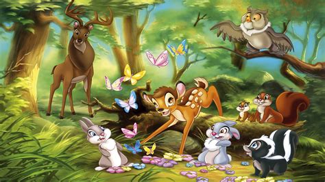 Great Prince Of The Forest Bambi And Friends Owl Thumper Rabbit Squirrels Butterflies