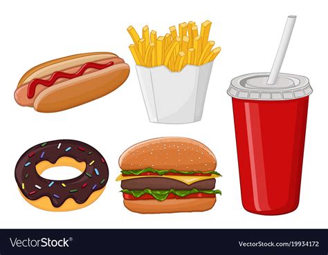 Fast Food Colored Cartoon Drawing Royalty Free Vector Image