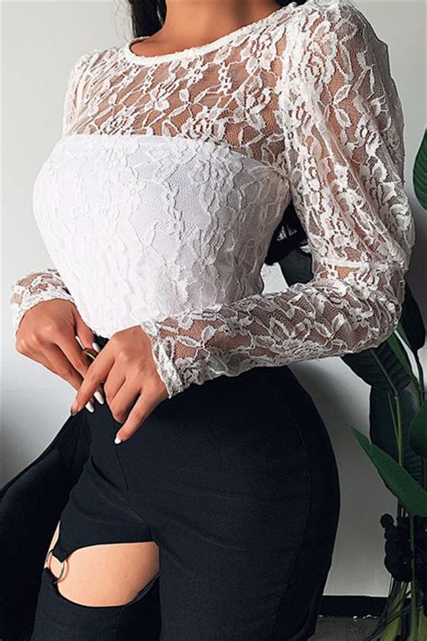 Wholesale Solid Color Micro Elastic See Throught Lace Elehant Sexy Tops Without Lining