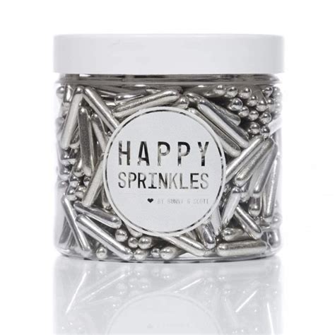 Happy Sprinkles Silver Metallic Rod Sprinkles 90g