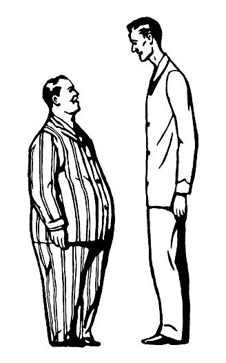 Short Fat Man And Tall Thin Man Stock Illustration Download Image Now Tall High Adult