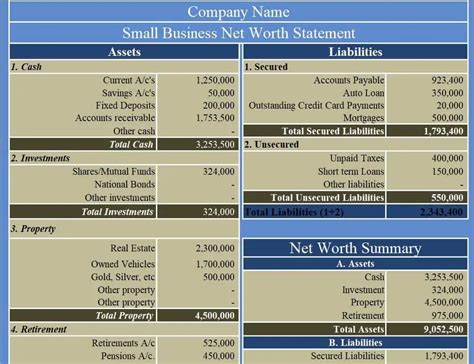 7 Best Net Worth Statement Excel Templates Excel Templates