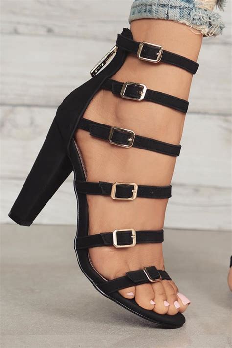 36 Hottest Black Strappy Heels Designs