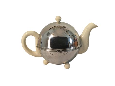 Bauhaus Design Teapot By Art Deco Chrome And Ceramic Tea Pot By Kosy Kraft