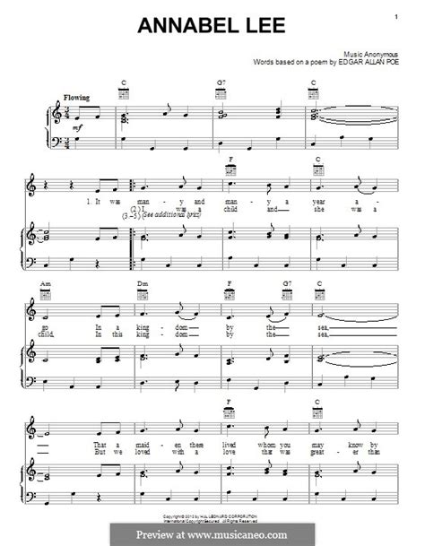 Folklore Annabel Lee ноты на Musicaneo