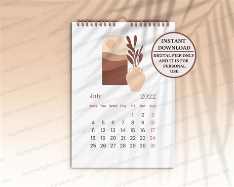 2023 Calendar Printable Boho Calendar 2023 Monthly Wall Etsy Print