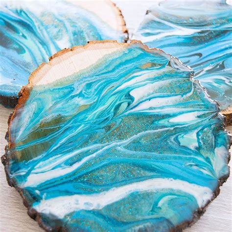 Make Easy Diy Marbled Resin Wood Coasters The Next Level Of Paint