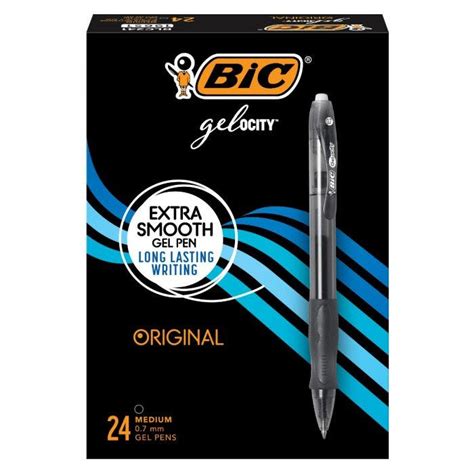 Bic Gel Ocity Original Retractable Gel Pen 07 Mm Point Black 24 Count