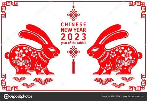 Selamat Tahun Baru Cina 2023 Tahun Dari Zodiak Kelinci Dengan — Stok