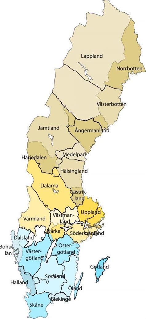 Karte Der Regionen Schwedens Politische Und Staatliche Karte Von Schweden