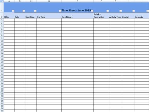 Excel Monthly Timesheet Template