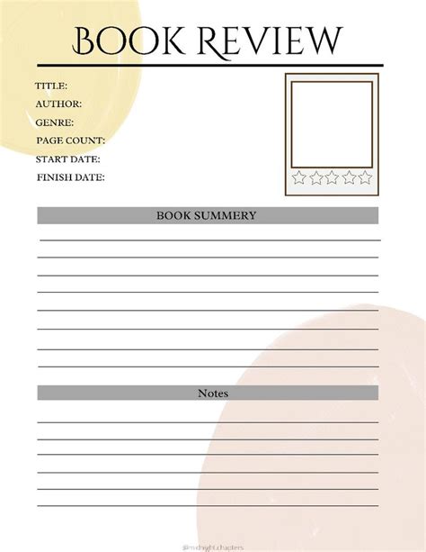 Reading Journal Template Reading Journal Book Review Template Journal Template
