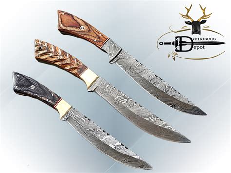11 Long Damascus Steel Full Tang Blade Skinning Knife Available In 3