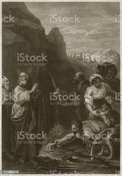 Moses And The Water From The Rock Of Horeb Stock Illustration