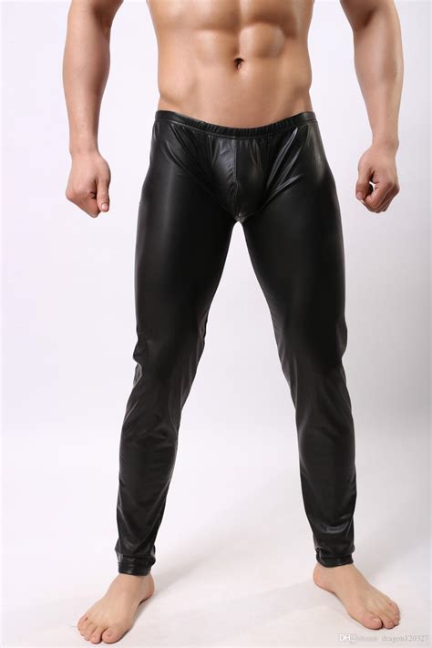 Fashion Cockcon Pant Faux Leather Pants Compression Tights Mens
