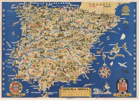 Gran Mapa Escolar Antiguo P Ibérica España Y Comprar Mapas
