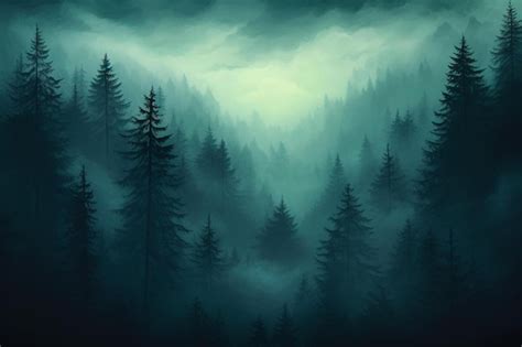 Premium Ai Image Pine Forest In The Fog