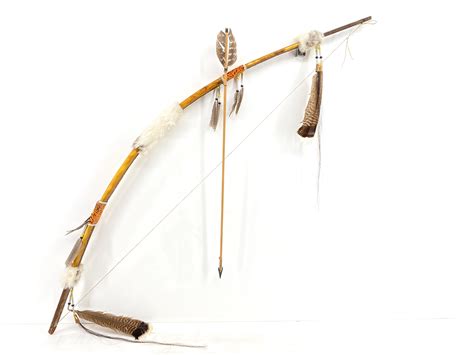 Lot Native American Style Cowhide And Beaded Bow And Arrow