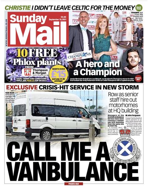 Sunday Mail Front Page 19th Of September 2021 Tomorrows Papers Today
