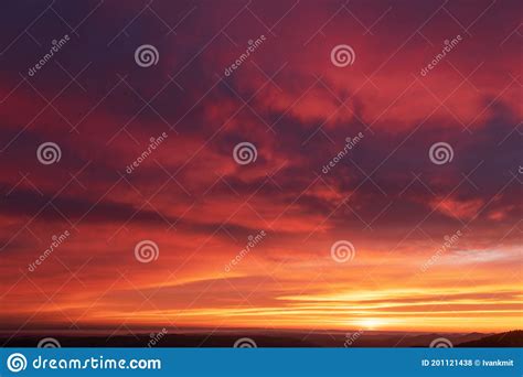 Fiery Purple Sunset Sky Stock Photo Image Of Color 201121438