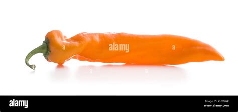 Orange Pepper Vegetable Isolated On White Background Stock Photo Alamy