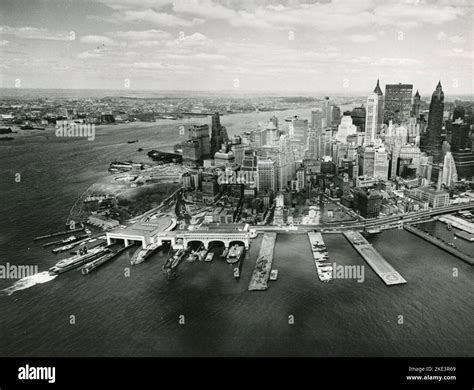 Aerial View Of Lower Manhattan New York City Usa 1970s Stock Photo