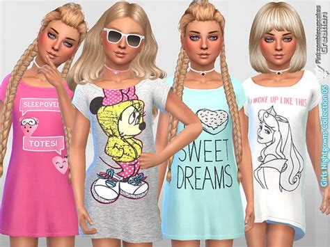 Pinkzombiecupcakes Girls Nightgowns Collection 05 Sims 4 Clothing Sims 4 Dresses Sims 4